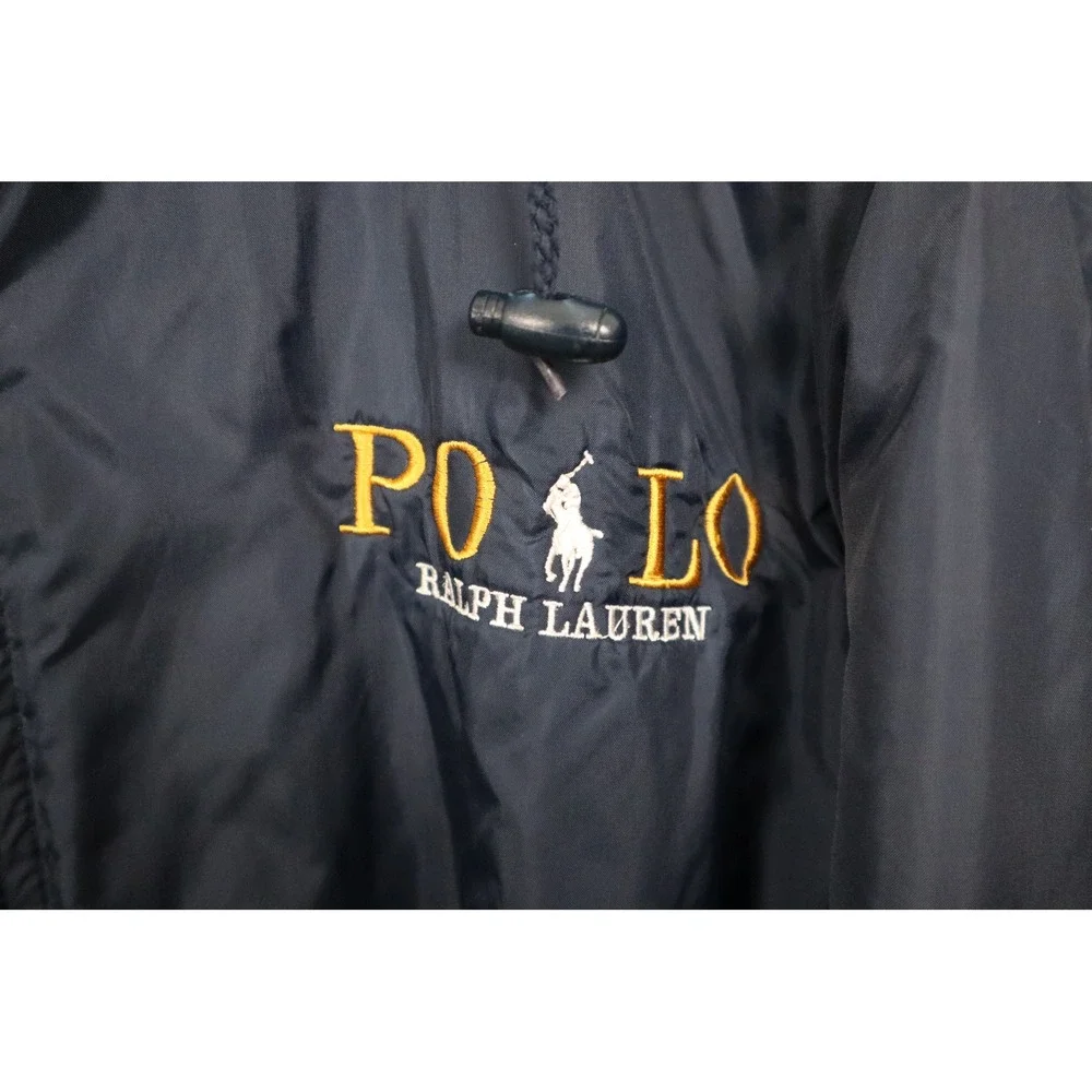 Polo Ralph Lauren Vintage Navy Sherpa Lined Hooded Jacket XL Embroidered Logo